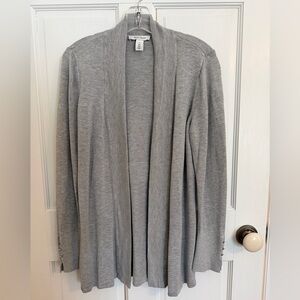 WHBM Cardigan Light Gray Open Front Long